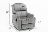Electric Lift Recliner for the Elderly with Massage Therapy and Heat, Power Lift Chair, with 2 Cupholders, Sofa sSuitable for Living Room& Bed Room, Grey