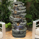 33" Outdoor Fountain Rockery Shower Outdoor Water Fountain with LED for Home