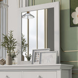4 Pieces Traditional Concise Style White Bedroom Sets, Nightstand+ Dresser+ Mirror+ Full Bed