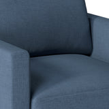 Classic Linen Armchair Accent Chair with Bronze Nailhead Trim Wooden Legs Single Sofa Couch for Living Room, Bedroom, Balcony, Navy Blue