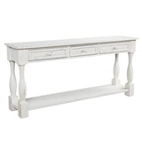 TREXM Console Table 64" Long Sofa Table Easy Assembly with Drawers and Shelf for Entryway, Hallway, Living Room (Antique White)