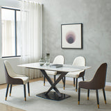 Artificial Stone Dining Table With Black Frame
