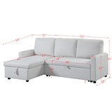 Brown Sleeper Sectional Sofa w/Storage, White Fabric