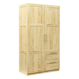 Tall wardrobe cabinet with 2 doors, 2 drawers and 5 storage spaces - Oak