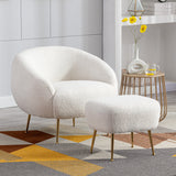 Orisfur. Modern Comfy Leisure Accent Chair, Teddy Short  Plush Particle Velvet Armchair with Ottoman for Living Room