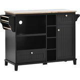 Kitchen Island Cart with Storage Cabinet and Two Locking Wheels, Solid wood Microwave cabinet