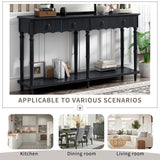 Country Console Table for Hallway Living Room Bedroom with 4 Front Facing Storage Drawers and 1 Shelf