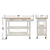 Kitchen Island & Kitchen Cart, Rubber Wood Top, Mobile Kitchen Island with Two Lockable Wheels, Simple Design for Easy Storing and Fetching, Two Drawers Give Unique Storage for Special Utensil.