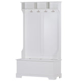 Hall Tree with 4 Hooks and Hinged Lid, Coat Hanger, Entryway Bench, Storage Bench