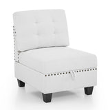U shape Modular Sectional Sofa，DIY Combination，includes Seven Single Chair， Four Corner and One Ottoman，Ivory