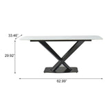 Sintered stone dinning table with 6 pcs Chairs - Carrara white color