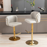 Swivel Barstools Adjustable Seat Height, Modern PU Upholstered Bar Stools