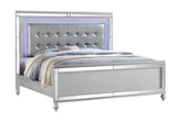 Queen 5 Piece LED Bedroom set made with wood in Silver Color