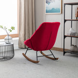 Tufted Upholstered Padded Seat Rocking Chair-Velvet Red