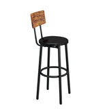 Double Layer Round Bar Table with 2 Bar Stools PU Soft Seat Back Breakfast table - Rustic Brown