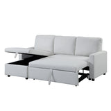 Brown Sleeper Sectional Sofa w/Storage, White Fabric