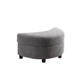 32.7" W Boucle Upholstered Half Crescent Moon Storage Bench Large Ottoman With Tray Serve As Side Table Soft Padded Seat Dressing Shoe Bench Foot Rest For Living Room, Entryway, Hallway（Dark Gray）