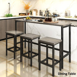 Dining Table Set with 3 Stools Pub Kitchen Set Side Table with Footrest