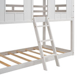 Twin over Twin Size Low Bunk Beds with Roof