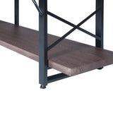 Home Office 5 Tier Bookshelf, X Design Etageres Storage Shelf, Industrial Bookcase for Office with Metal Frame