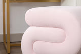 S-shape Velvet Fabric Ottoman Makeup Stool Footstool,Light Pink