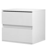 Nightstand with 2 Drawers,USB Charging Ports and Remote Control LED Light-White