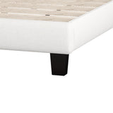 King Upholstered Platform Bed with Saddle Curved Headboard and Diamond Tufted Details