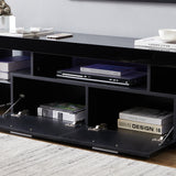 Black morden TV Stand with LED Lights,high glossy front TV Cabinet,can be assembled in Lounge Room, Living Room or Bedroom,color:black