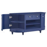 U-Can TV Stand for TV up to 46inch with 2 Curved Doors Adjustable Panels Open Style Cabinet, Sideboard for Living room(Navy)