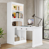 Tall Bookshelf with Writing Desk Bookcase with Study Desk