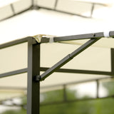 Iron Double Tiered Backyard Patio BBQ Grill Gazebo with Bar Counters, Beige