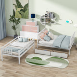 Twin Over Full Bunk Bed with 2 Drawers and Staircases