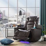 Motion Recliner with USB Charging Port and Hidden Arm Storage, Home Theater Seating with 2 Convenient Cup Holders Design and 360° Swivel Tray Table（old sku: SG000440AAA）