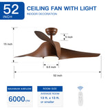 52 In.Intergrated LED Ceiling Fan with Wood Grain Blade