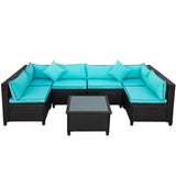 Wicker Rattan Patio Set, Sectional Outdoor Furniture Set with Cushions and Accent Pillows