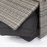 6 Pieces PE Rattan sectional Outdoor Furniture Cushioned  Sofa Set with 3 Storage Under Seat Grey