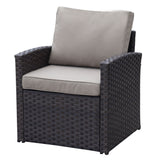 6-Piece Outdoor PE Rattan Sofa Set Patio Garden Wicker Dining and Coffee Sofa-Dark Brown