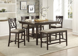 Dark Brown Finish Counter Height Bench 1pc Fabric Upholstered Casual Style Dining Room Furniture