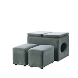 [Video] Welike Waterproof, oil-proof, scratch-proof 25"W Modern design hollow storage ottoman, upholstery, coffee table, two small footstools, easy storage and wide use