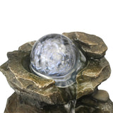 8.3inches Rock Cascading Tabletop Water Fountain with LED Lights & Crystal Ball for Home Office Bedroom Relaxation