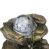 8.3inches Rock Cascading Tabletop Water Fountain with LED Lights & Crystal Ball for Home Office Bedroom Relaxation