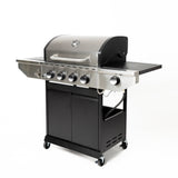 Propane Grill 4 Burner Barbecue Grill Stainless Steel Gas Grill with Side Burner and Thermometer for Outdoor BBQ, Camping