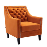 COOLMORE  accent armchair living room chair  with nailheads and solid wood legs