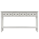 TREXM Rustic Entryway Console Table, 60" Long with two Different Size Drawers and Bottom Shelf for Storage (Antique White)