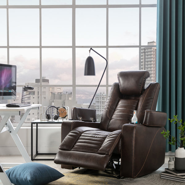 Orisfur. Power Motion Recliner with Adjustable Headrest,  Home Theater Seating with Hidden Arm Storage and Convenient Cup Holder Design