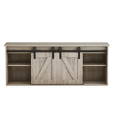The television cabinet with an electronic fireplace，with Farmhouse Sliding Barn Door ,for TV up to 65 Inch Flat Screen MediaConsoleTable StorageCabinetWood Entertainment CenterSturdycolour：Washed Gray