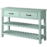TREXM  Retro Console Table for Entryway with Drawers and Shelf Living Room Furniture (Antique Blue)
