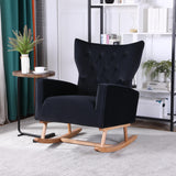 Mid Century Modern Velvet Upholstered Rocking Chair Padded Seat for Living Room Bedroom