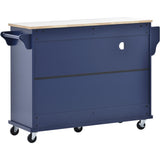 Kitchen Island Cart with Storage Cabinet and Two Locking Wheels, Solid wood desktop, Microwave cabinet