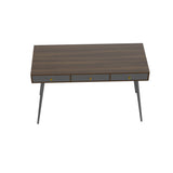 Desk 47" with 3 Drawers |Modern Mid Century Desk for Home Office (Walnut + Dark Grey)